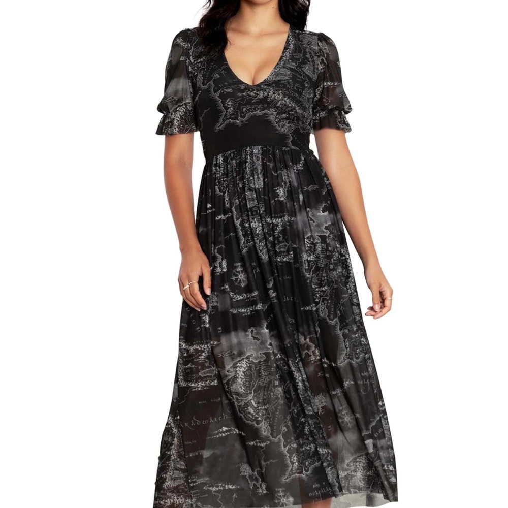 Middle Earth Map Dress Blackmilk